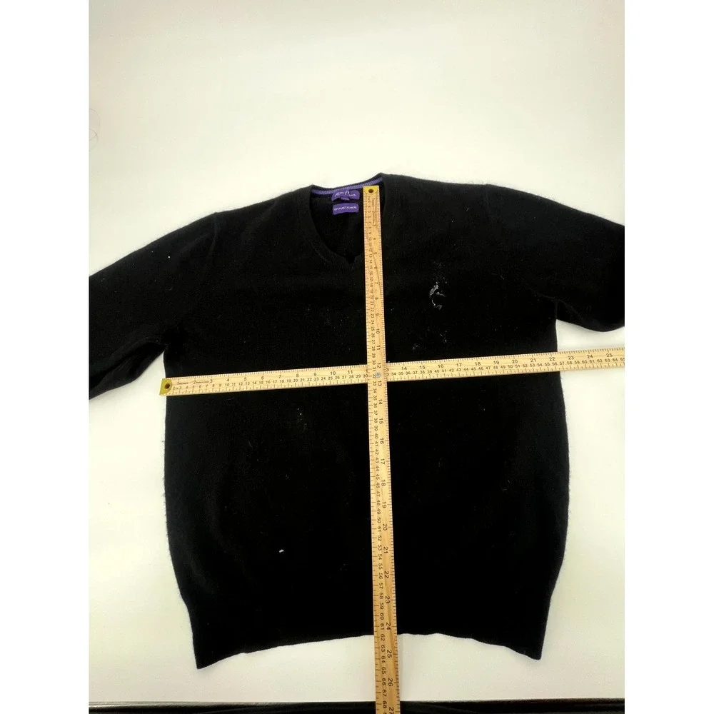 Alan Flusser‎ Sweater Mens Large Black Soft 100% Pure Cashmere Outerwear V-Neck